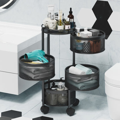 Multi-Layer Rotating Storage Rack for Kitchen with 5 Baskets