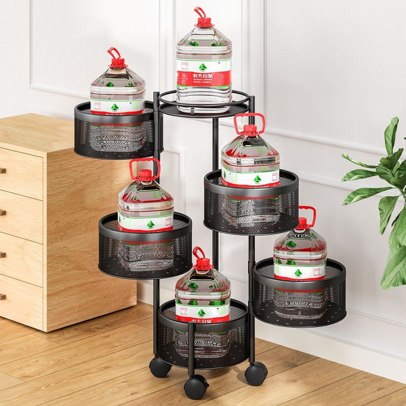 Multi-Layer Rotating Storage Rack for Kitchen with 5 Baskets